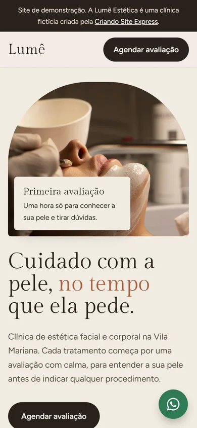 O mesmo site aberto no celular
