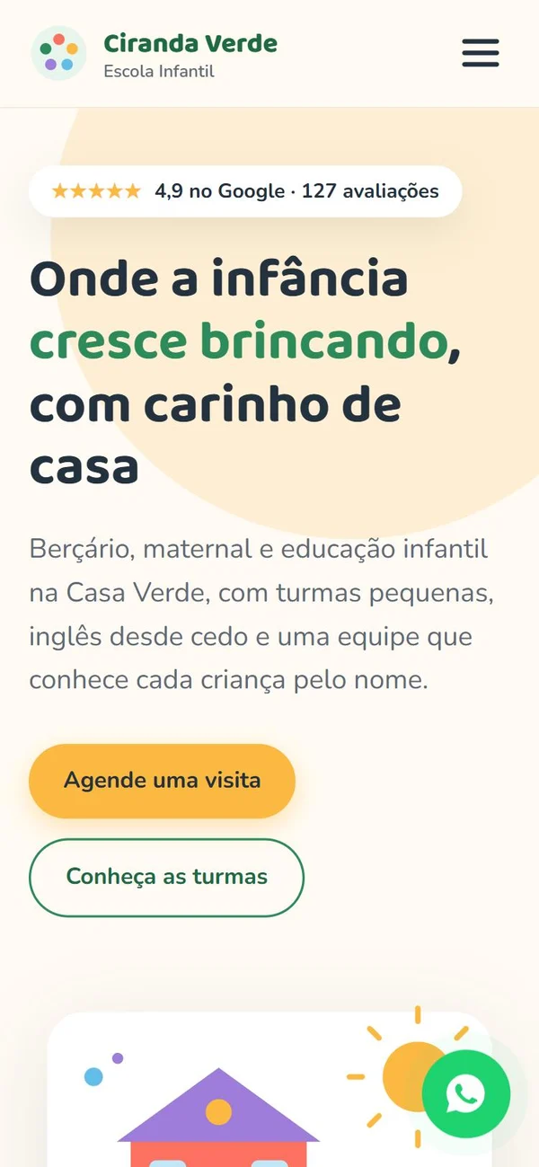 Exemplo de site para escola infantil